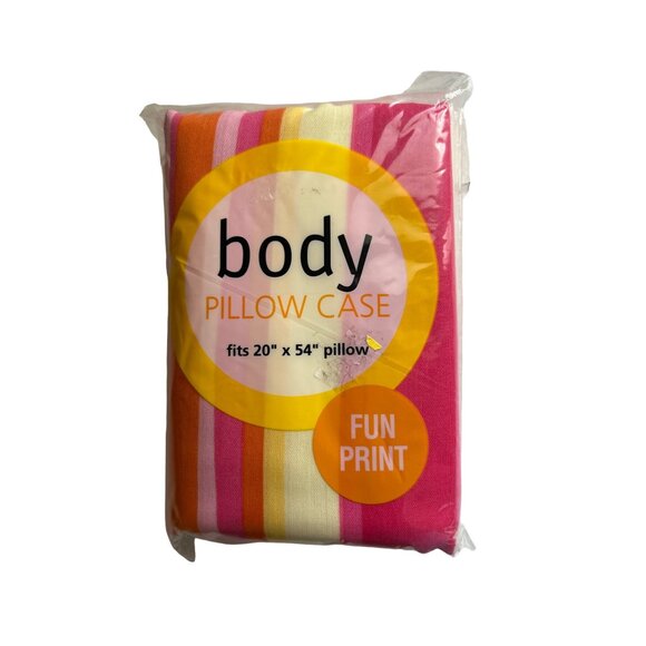 Body Pillow Case Pink Striped Fun Print Fits 20" x 54 Pillow - Picture 1 of 2